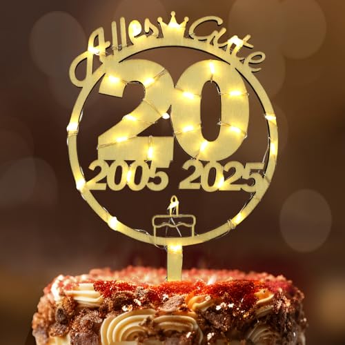 Tortendeko 20 Geburtstag Frau Mann, Seutgjie 20. Geburtstag Cake Topper Holz mit LED Lichterkette 2005 bis 2025 Kuchen Deko Tortendeko 20 Geburtstag Frau Mann, Seutgjie 20. Geburtstag Cake Topper Holz mit LED Lichterkette 2005 bis 2025 Kuchen Deko von Seutgjie
