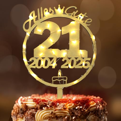 Tortendeko 21 Geburtstag Frau Mann, Seutgjie 21. Geburtstag Cake Topper Holz mit LED Lichterkette 2004 bis 2025 Kuchen Deko Tortendeko 21 Geburtstag Frau Mann, Seutgjie 21. Geburtstag Cake Topper Holz mit LED Lichterkette 2004 bis 2025 Kuchen Deko von Seutgjie
