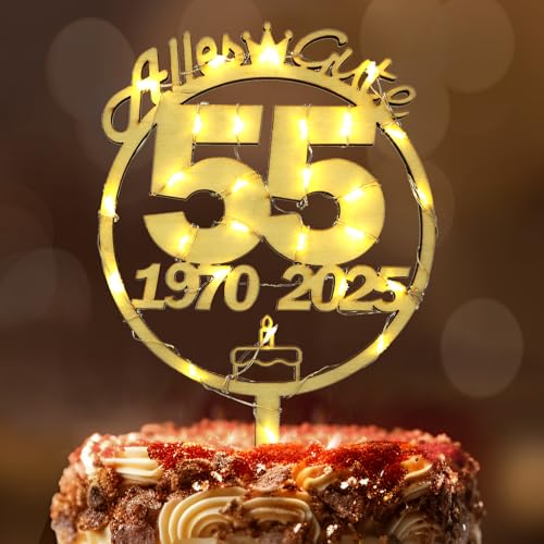 Tortendeko 55 Geburtstag Frau Mann, Seutgjie 55. Geburtstag Cake Topper Holz mit LED Lichterkette 1970 bis 2025 Kuchen Deko Tortendeko 55 Geburtstag Frau Mann, Seutgjie 55. Geburtstag Cake Topper Holz mit LED Lichterkette 1970 bis 2025 Kuchen Deko von Seutgjie