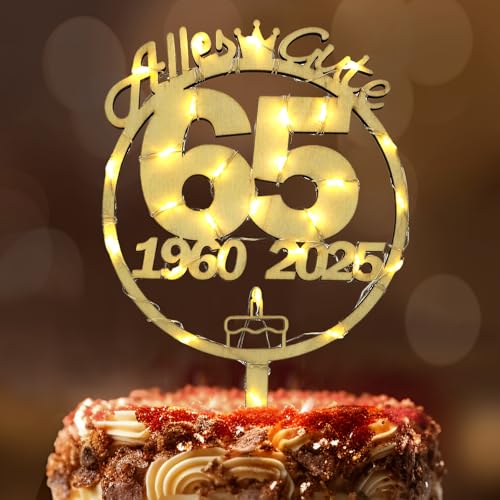 Tortendeko 65 Geburtstag Frau Mann, Seutgjie 65. Geburtstag Cake Topper Holz mit LED Lichterkette 1960 bis 2025 Kuchen Deko Tortendeko 65 Geburtstag Frau Mann, Seutgjie 65. Geburtstag Cake Topper Holz mit LED Lichterkette 1960 bis 2025 Kuchen Deko von Seutgjie