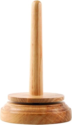 Klassischer Garnhalter aus Holz mit drehbarem Spinner - verhedderungsfreier Strick- & Häkelorganizer von Seven Chakra Tree