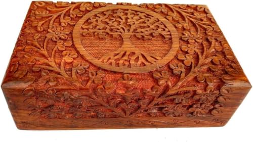 Seven Chakra Tree Schmuckschatulle aus Holz für Mädchen und Frauen, Aufbewahrungs- und Vitrine, ideales Geburtstagsgeschenk für Mutter und geliebte Menschen (Maße: 20,3 x 12,7 x 7 cm) von Seven Chakra Tree