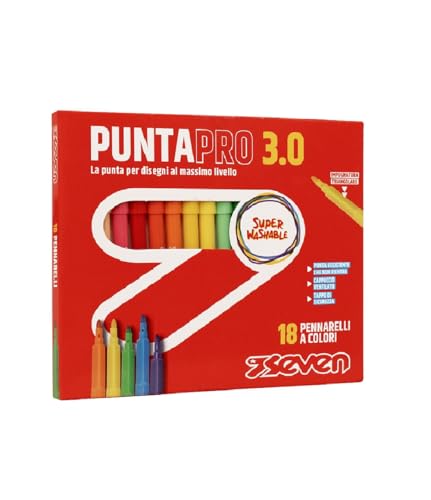 SEVEN Filzstifte für die Schule, Puntapro 3.0 – Box mit 18 Stück, Farbmarker, Super Washable, Kinder und Jugendliche SEVEN Filzstifte für die Schule, Puntapro 3.0 – Box mit 18 Stück, Farbmarker, Super Washable, Kinder und Jugendliche von Seven