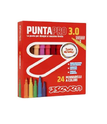 SEVEN Filzstifte für die Schule Puntapro 3.0 - Box mit 24 Stück, Farbmarker, Super Washable, Kinder und Jugendliche SEVEN Filzstifte für die Schule Puntapro 3.0 - Box mit 24 Stück, Farbmarker, Super Washable, Kinder und Jugendliche von Seven
