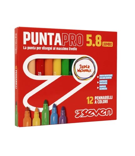 SEVEN Filzstifte für die Schule, Puntapro 5.8 – Box mit 12 Stück, Farbmarker, Super Washable, Kinder und Jugendliche SEVEN Filzstifte für die Schule, Puntapro 5.8 – Box mit 12 Stück, Farbmarker, Super Washable, Kinder und Jugendliche von Seven