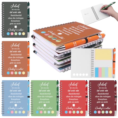 6 Set Inspirierende Notizbuch Sets mit 6 Kugelschreiber Motivierende Geschenke für Kollegen Mitarbeiter als Dankeschön- oder Abschiedsgeschenk Spiral-Notizblock, liniert (Büro Schule) von SevenMye