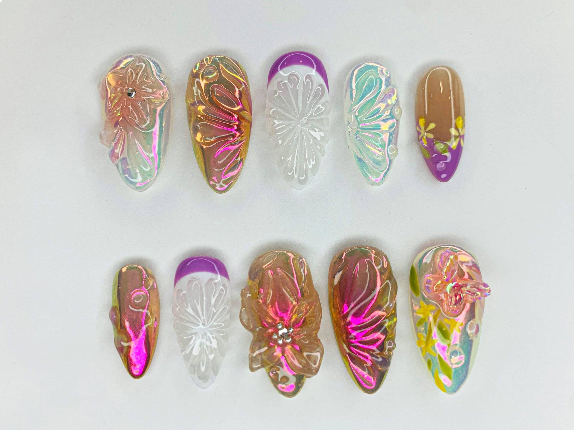 Bunte Blumen Garten Drücken Sie Auf Die Nägel | 3D Blühendes Blumenmuster |Schmetterling & Nail Art|Benutzerdefiniertes Blumendesign |Jc485Sg Bunte Blumen Garten Drücken Sie Auf Die Nägel | 3D Blühendes Blumenmuster |Schmetterling & Nail Art|Benutzerdefiniertes Blumendesign |Jc485Sg von SevenNailArt