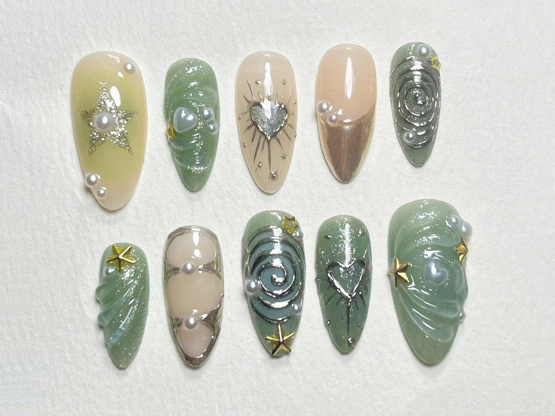 Luxus Press On Nails Mit Sternen Und Perlen | Schick Schimmernd Benutzerdefinierte Kunstnagel-Set Perfekt Für Besondere Anlässe |Jc185S Luxus Press On Nails Mit Sternen Und Perlen | Schick Schimmernd Benutzerdefinierte Kunstnagel-Set Perfekt Für Besondere Anlässe |Jc185S von SevenNailArt