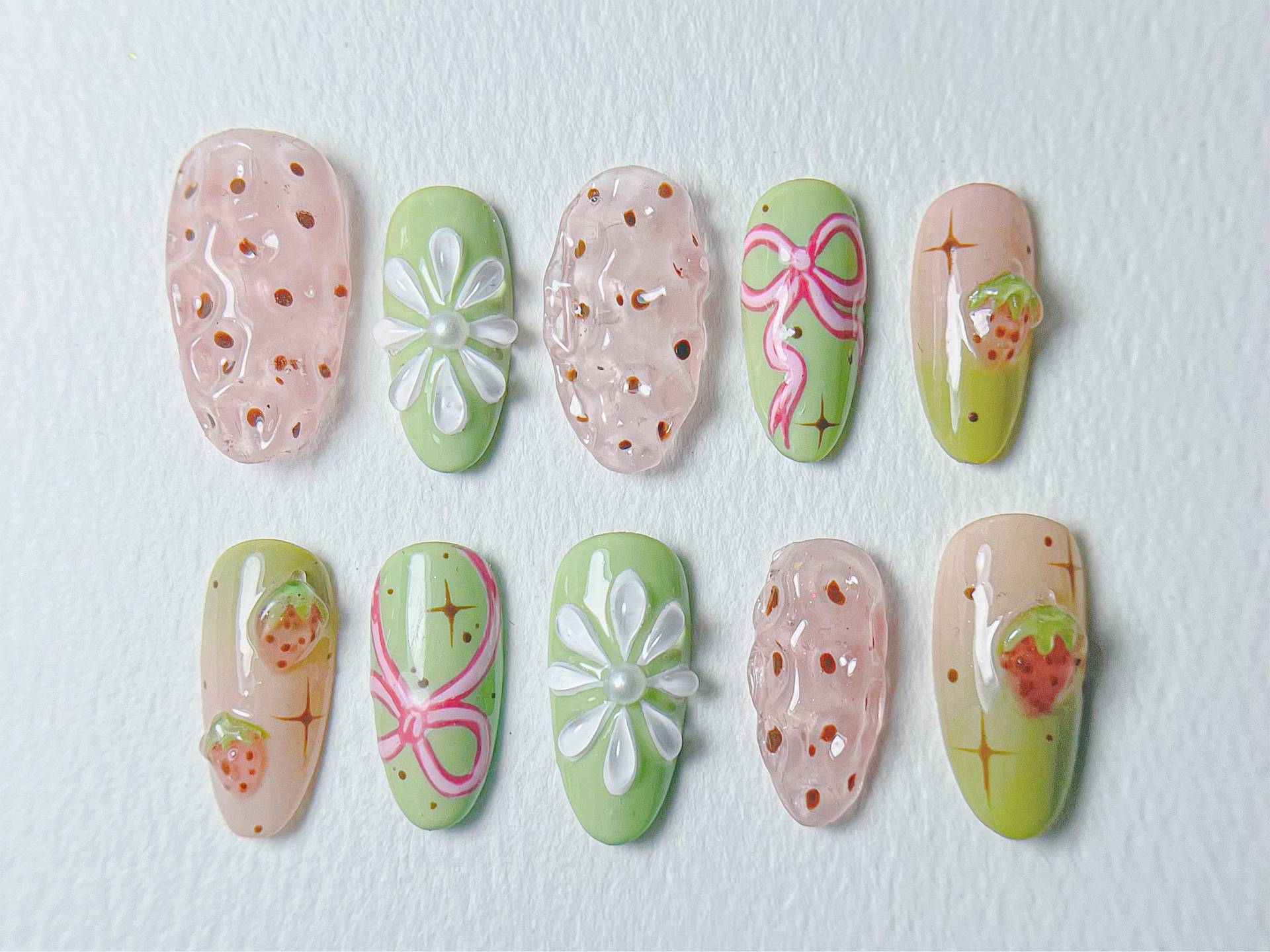 Verträumte Erdbeer Garten Nägel | Heben Sie Sich Hervor Mit 3D Gel Nail Set Blumen - Und Erdbeermuster Verträumter Zum Greifen Nah Jc388S Verträumte Erdbeer Garten Nägel | Heben Sie Sich Hervor Mit 3D Gel Nail Set Blumen - Und Erdbeermuster Verträumter Zum Greifen Nah Jc388S von SevenNailArt