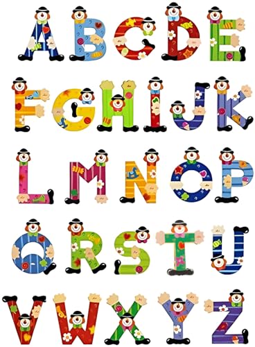 5 Sevi Holzbuchstaben Clown für Wunschname inkl Geschenkverpackung Türbuchstaben Kinderbuchstaben Holz Dekobuchstaben von Sevi