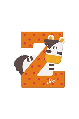 Sevi 83026 Tier Holzbuchstaben Z Zebra ca. 10 cm, Türbuchstaben für Kinderzimmer, ABC Lernspielzeug aus Holz, pädagogisches Spielzeug für Kinder ab 3 Jahren, Buchstabe Tiere sortiert, Orange / Rot von Sevi