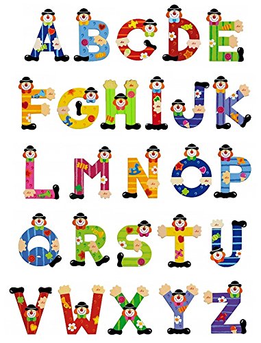 Sevi Holzbuchstaben Clown für Wunschname inkl Geschenkverpackung Türbuchstaben Kinderbuchstaben Holz Dekobuchstaben (10 Holzbuchstaben) von Sevi