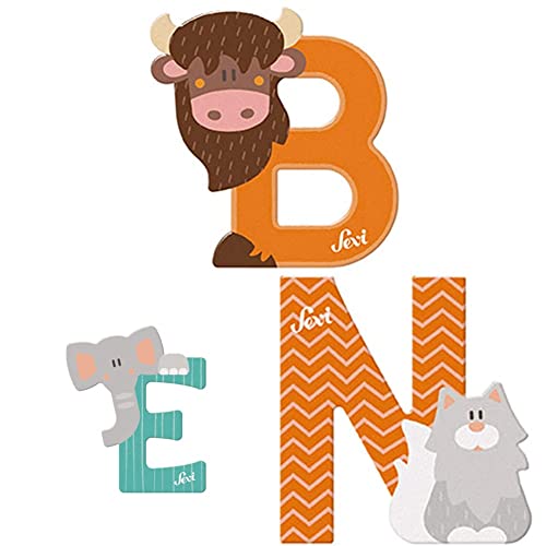 Sevi Tier Holzbuchstaben Name Ben ca. 10 cm, Türbuchstaben für Kinderzimmer, ABC Lernspielzeug aus Holz, pädagogisches Spielzeug für Kinder ab 3 Jahre, Kindernamen Buchstaben Tiere, Mehrfarbig Sevi Tier Holzbuchstaben Name Ben ca. 10 cm, Türbuchstaben für Kinderzimmer, ABC Lernspielzeug aus Holz, pädagogisches Spielzeug für Kinder ab 3 Jahre, Kindernamen Buchstaben Tiere, Mehrfarbig von Sevi