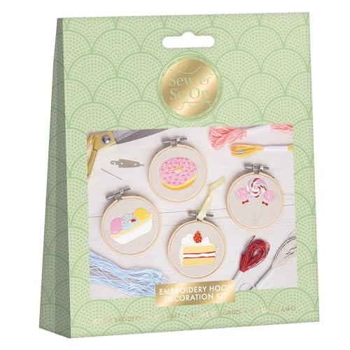 Sew And So On Premium Stickset, Sweet Treats - Stick- & Kreuzstich-Set für Erwachsene Anfänger, Geschenkidee mit Mustern & Zubehör von Sew & So On