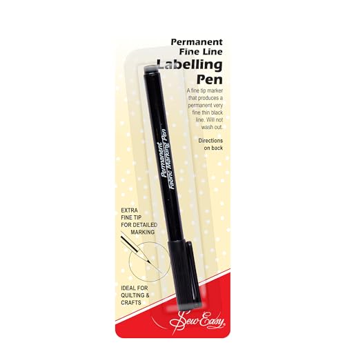 Sew Easy Permanent Beschriftungsmarker - Extra feiner schwarzer Stoffstift zum Nähen, Quilten, Schneidern, Basteln, Schneidern, Sticken, Schneidern Sew Easy Permanent Beschriftungsmarker - Extra feiner schwarzer Stoffstift zum Nähen, Quilten, Schneidern, Basteln, Schneidern, Sticken, Schneidern von Sew Easy