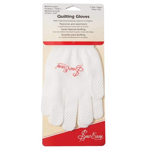 Sew Easy Quilt-Handschuhe, Größe M bis L, 23,5 cm, gummierter Griff, reduzierte Handbelastung, schlanke, elastische Passform, Schutz vor Nadeln und Nadeln zum Quilten, Nähen, Schneidern Sew Easy Quilt-Handschuhe, Größe M bis L, 23,5 cm, gummierter Griff, reduzierte Handbelastung, schlanke, elastische Passform, Schutz vor Nadeln und Nadeln zum Quilten, Nähen, Schneidern von Sew Easy
