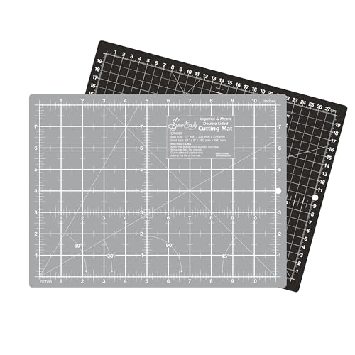 Sew Easy Schneidematte – 30 x 20 cm, selbstheilender Schneider, doppelseitig, imperial & metrisch, zum Quilten, Nähen, Patchwork, Schneidern, Schwarz & Grau von Sew Easy