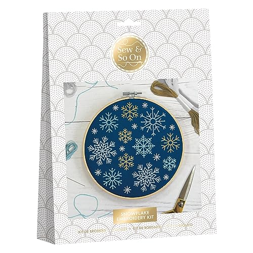 Sew & So On Stickerei-Bastelset, Weihnachtsschneeflocken inklusive allem benötigten Bastelzubehör, ideales Bastelset für Erwachsene und ältere Kinder, ein tolles Bastelgeschenk, Verwendung für von Sew & So On