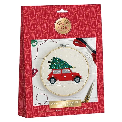 Sew & So On Stickerei-Bastelset Auto mit Weihnachtsbaum, enthält alle benötigten Bastelzubehör, ideales Bastelset für Erwachsene und ältere Kinder, ein tolles Bastelkunstgeschenk, Verwendung für Sew & So On Stickerei-Bastelset Auto mit Weihnachtsbaum, enthält alle benötigten Bastelzubehör, ideales Bastelset für Erwachsene und ältere Kinder, ein tolles Bastelkunstgeschenk, Verwendung für von Sew & So On