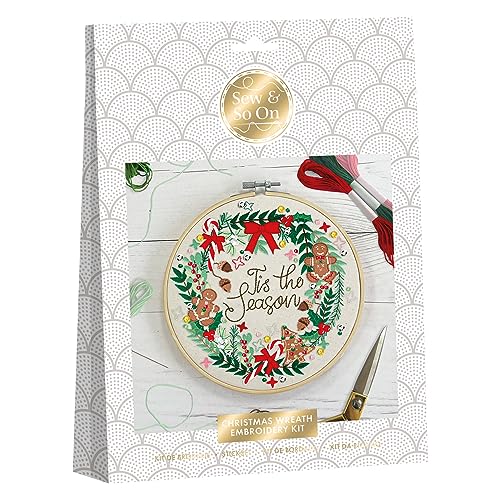 Sew & So On Stickerei-Näh-Bastelset, Weihnachtskranz, enthält alle benötigten Bastelzubehör, ideales Bastelset für Erwachsene und ältere Kinder, ein tolles Bastelkunstgeschenk, Verwendung für Sew & So On Stickerei-Näh-Bastelset, Weihnachtskranz, enthält alle benötigten Bastelzubehör, ideales Bastelset für Erwachsene und ältere Kinder, ein tolles Bastelkunstgeschenk, Verwendung für von Sew & So On