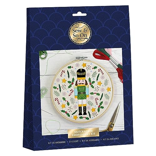 Sew & So On Stickerei-Näh-Bastelset – Nussknacker, enthält alle benötigten Bastelzubehör, ideales Bastelset für Erwachsene und ältere Kinder, ein tolles Bastelkunstgeschenk, Verwendung für Weihnachten Sew & So On Stickerei-Näh-Bastelset – Nussknacker, enthält alle benötigten Bastelzubehör, ideales Bastelset für Erwachsene und ältere Kinder, ein tolles Bastelkunstgeschenk, Verwendung für Weihnachten von Sew & So On