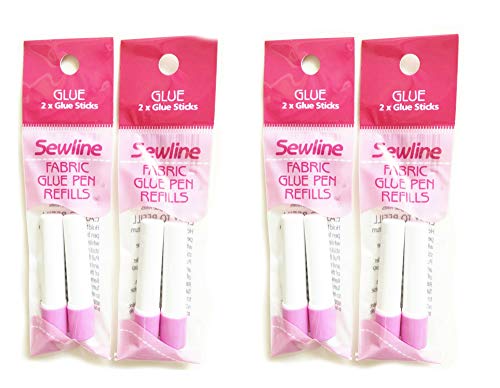 Sewline Stoffklebestift-Nachfüllpackung, 4 Stück, EPP, nadelloses Nähen und Papieranheften, trocknet transparent von Sewline