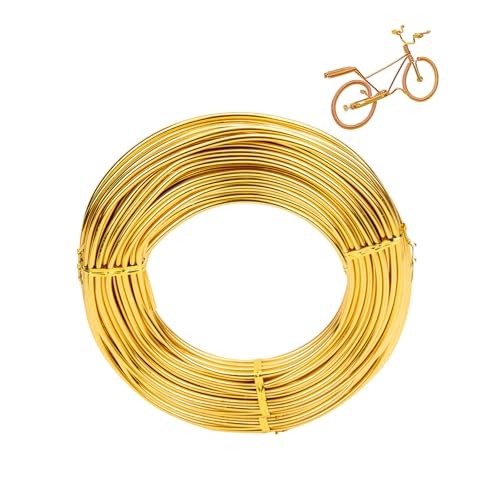 2mm x 30m basteldraht,aluminiumdraht,schmuckdraht,draht zum basteln,aluminium-draht,aluminium craft wire,bindedraht modellierdraht für dekoteile, DIY-skulpturen,kranzherstellung & bonsai-bäume-gold von Sewokon
