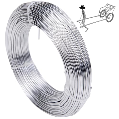 3mm x 20m basteldraht,aluminiumdraht,schmuckdraht,draht zum basteln,aluminium-draht,aluminium craft wire,bindedraht modellierdraht für dekoteile, DIY-skulpturen,kranzherstellung & bonsai-bäume-silber von Sewokon