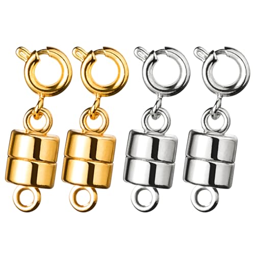 4 Pcs Magnetverschluss Schmuck, Magnetverschluss Für Ketten, Kettenverschluss Magnet, Magnetverschluss Kette(2 Gold+2 Silber) von Sewokon