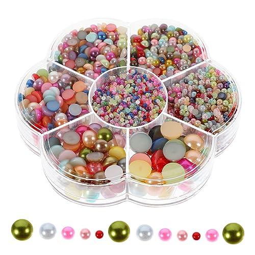 Sewroro 1 Karton Halbperlen Abs für DIY Schmuckherstellung Verschiedenen Farben Flache Rückseite für Haaraccessoires und Nailart Aufbewahrungsbox von Sewroro