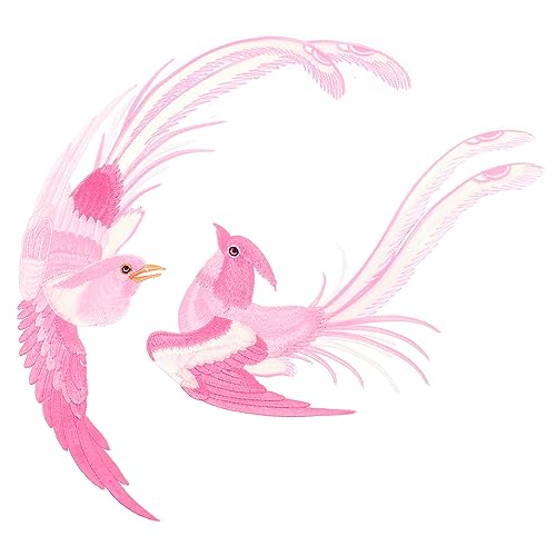 Sewroro 1 Paar Vogel Stickerei Aufnäher Symmetrische Bügel Patches für Kleidung DIY Nähzubehör für Deko Reparaturen und Kreative Projekte von Sewroro