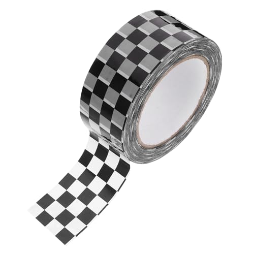 Sewroro 1 Rolle Schwarz-weiß kariertes Band starkes klebeband Verschlussband für Verpackungen Papier Kabelkorb ziehen um wiederstandsband Dichtungsband Packband für Paket Dichtbänder bopp von Sewroro