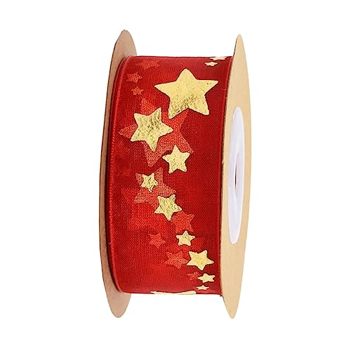Sewroro 1 Rolle Weihnachtsbänder Goldenes Band Zum Verpacken Fröhliches Samtband Weihnachtsorganzaband Weihnachtsdekorband Goldenes Organza Weihnachtsband Rotes Polyester von Sewroro