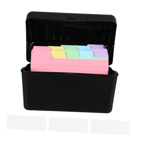 Sewroro 1 Satz Indexkarten Box Schwarzer Karteikasten mit Bunten Haftnotizen und Weißen Etiketten für Rezepte Adressen und Notizen Stabil Leicht und Vielseitig Einsetzbar von Sewroro
