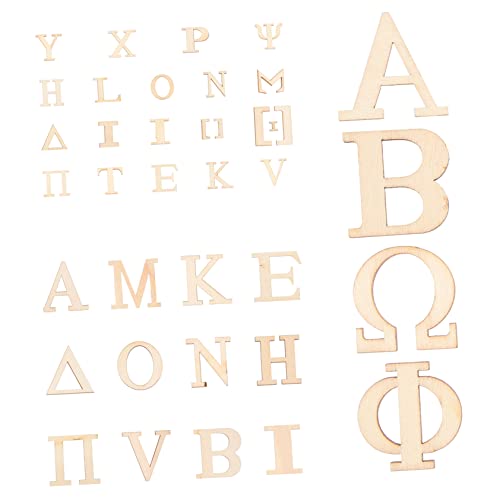 Sewroro 1 Satz Teiliges Set Griechische Holzbuchstaben Ausschnitte Für Diy Bastelprojekte Unlackierte Holzoberfläche Für Kreative Handarbeiten Und Dekoration 72 Stück von Sewroro