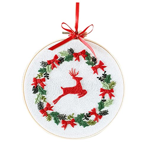 Sewroro 1 Satz Weihnachtskreuzstich Stickset für Anfänger Bausatz Weihnachtsstickerei Bastelsets Stich-Stickset Stickpackung für den Urlaub Handsticksets für Anfänger Baumwollkleidung von Sewroro
