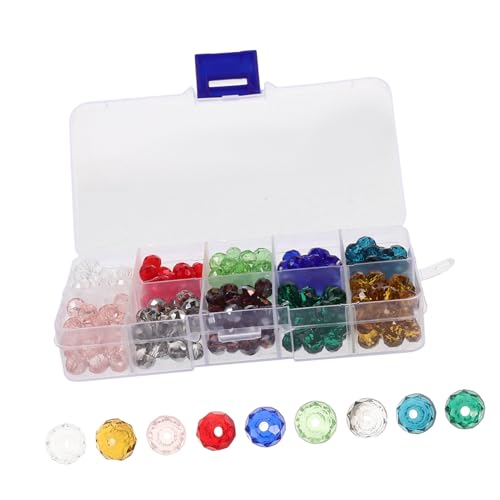 Sewroro 1 Schachtel Bunte Glasperlen Facettierte Rondelle Lose Perlen für Schmuckherstellung DIY Armband Anhänger Bastelbedarf Leichte Langlebige und Hautfreundliche Glasperlen von Sewroro