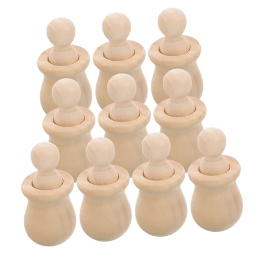 Sewroro 10 Satz Teiliges Ungefertigte Holz peg puppen zum Bemalen Blanke Holzfiguren für DIY Holzarbeiten Natürliche Holzornamente zur Kreativen und Familiengeschenke von Sewroro