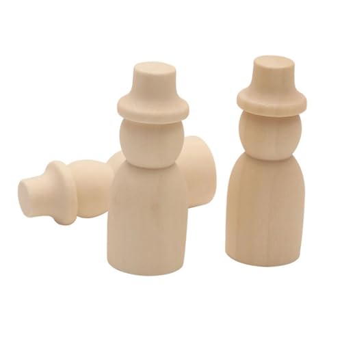 Sewroro 10 Stück DIY-Doodle-Handwerk holzfiguren menschen Holzfiguren für Handwerksprojekte Vogelhaus-Kits für Steckpuppen mit Hüten Bausätze Holzpuppen DIY holzspan Bambus von Sewroro