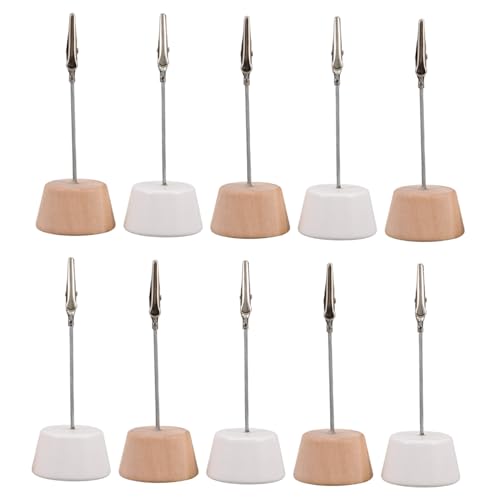 Sewroro 10 Stück Holz Kartenhalter mit Klemme Minimalistische Memo Standfüße für Bilder Notizen und Platzkarten Elegante Tischdeko für Büro und Zuhause von Sewroro