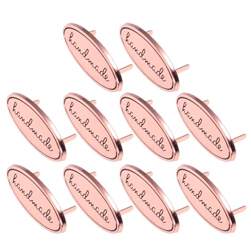 Sewroro 10 Stück Metalletiketten Ovale Handmade Tags Zinklegierung mit Unterlegscheiben für Diy Bastelprojekte an Kleidung Taschen Jeans und Schuhen Roségold von Sewroro