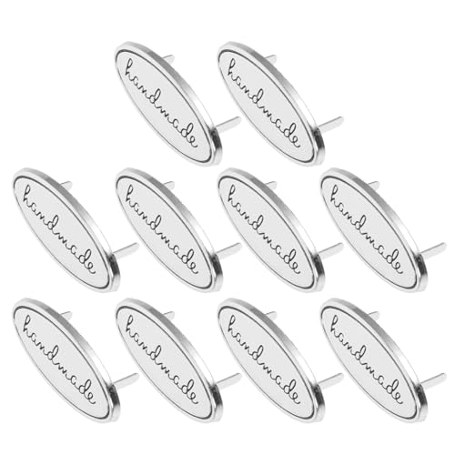 Sewroro 10 Stück Oval Handmade Tags Zinklegierung mit Unterlegscheiben für Diy Bastelprojekte Etiketten für Taschen Kleidung Jeans und Schuhe Praktische Nählabels für Kreative Gestaltung von Sewroro