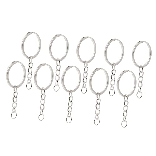 Sewroro 10 Stück Schlüsselanhänger Kette Draht Schließe Bausätze abnehmbar Haken key holder schlüsselbund keychain Bastelzubehör key chain anahtarlık geteilte Schlüsselringe Metall Silver von Sewroro