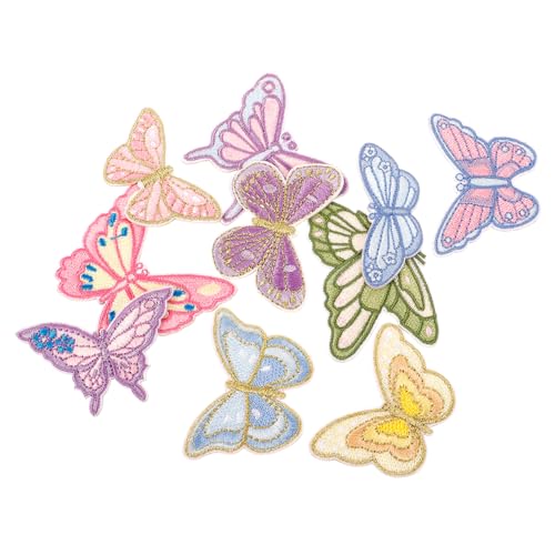 Sewroro 10 Stück Selbstklebende Schmetterlings Patches Verzierte Aufnäher für Kleidung Taschen und Accessoires zum Dekorieren und Reparieren von Jeans Jacken und Mehr von Sewroro