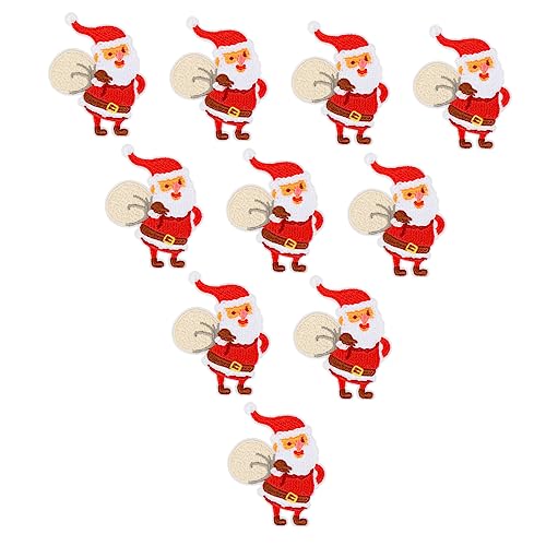 Sewroro 10 Stück Stickereiflecken Aufkleber Stickrahmen Motive bestickt Dekorationen stickerpappier weihnachtsmotiv weihnachts deke neuartige weihnachtsflecken Patches Applikationen Stoff von Sewroro