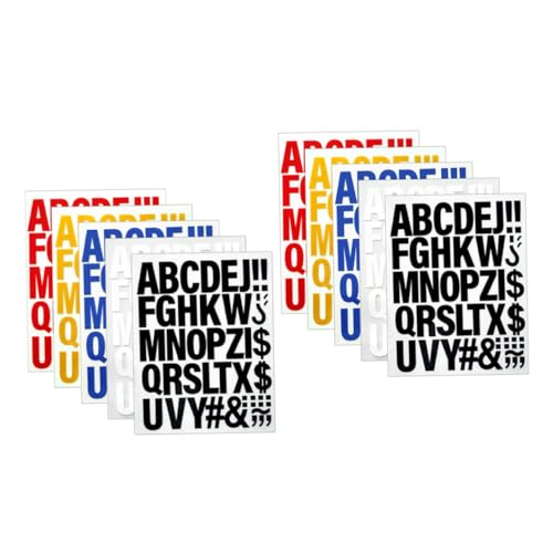 Sewroro 10 Stück Teiliges Bügelbuchstaben Kleidung Hitzebeständige Heat Transfer Letters Farbige Decals in Gelb Weiß Blau Rot Schwarz Langlebig und Einfach für DIY Textilgestaltung von Sewroro