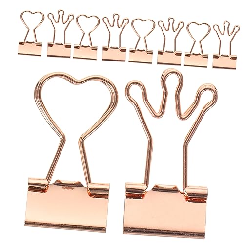 Sewroro 10 Stück Teiliges Bunte Binder Clips Herz und Krone Design Praktische Büroklammern für Dokumente für Studenten und Lehrer Roségold Einfach zu Bedienen und Aufzubewahren von Sewroro