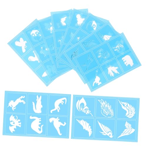 Sewroro 10 Stück Teiliges Gesichtstattoo Schablonen Wiederverwendbare Schminkschablonen für Glitzertattoos Leicht Abwaschbar Geeignet für DIY Gesichtsbemalung Halloween Cosplay und Partys von Sewroro