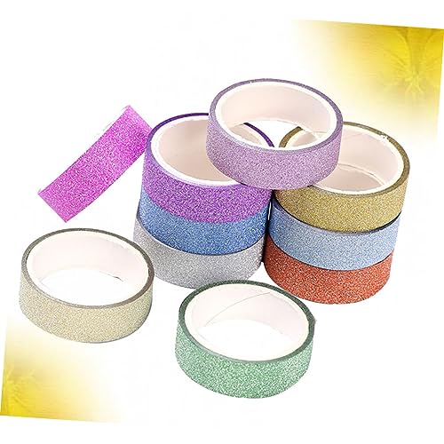 Sewroro 10 Stück Teiliges Glänzendes Farbiges Klebeband zum Basteln Selbstklebendes Masking Tape für DIY Geschenkverpackung Scrapbooking Partydeko Rückstandsfrei Entfernbar Vielseitig von Sewroro