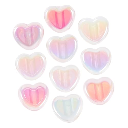 Sewroro 10 Stück Teiliges Herzförmige Acrylperlen für DIY Schmuck Bunte Lose Perlen Auffädeln für Armbänder Halsketten Anhänger und Bastelprojekte von Sewroro